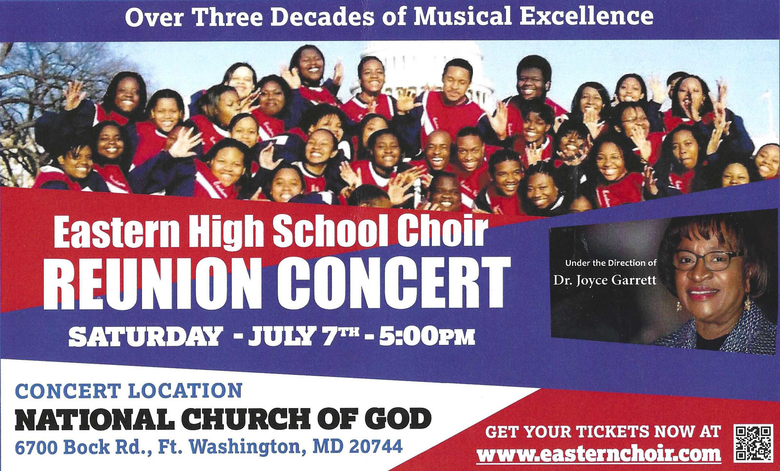 Flyer for 2018 Eastern High School Reunion Concert